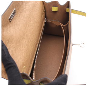 Hermès Kelly 25 Tricolore bag 25 in Chai, Citron and Mauve Epsom Leather with Silver hardware 5