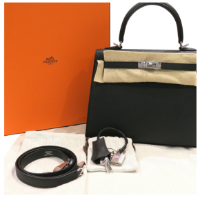 Hermès Kelly 25 Black Epsom With Silver Hardware 2
