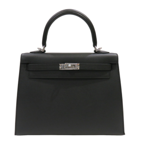 Hermès Kelly 25 Black Epsom With Silver Hardware 13