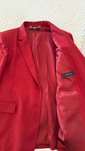 Gucci Single Breasted Red Wool/Cashmere Blazer 8