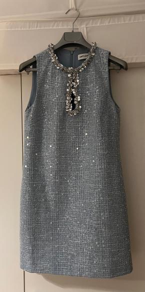 Self Portrait Baby Blue Woven Sequin Mini Dress 3