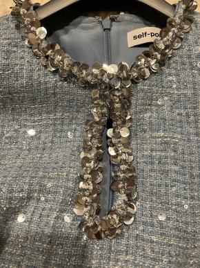 Self Portrait Baby Blue Woven Sequin Mini Dress 8