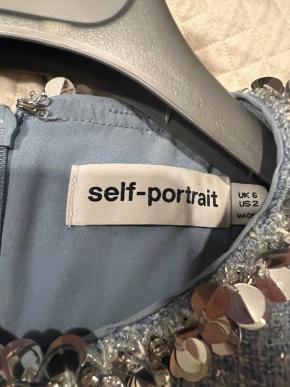 Self Portrait Baby Blue Woven Sequin Mini Dress 6