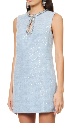 Self Portrait Baby Blue Woven Sequin Mini Dress 2