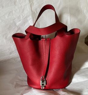 Hermes Red Clemence Taurillon Picotin 26 2