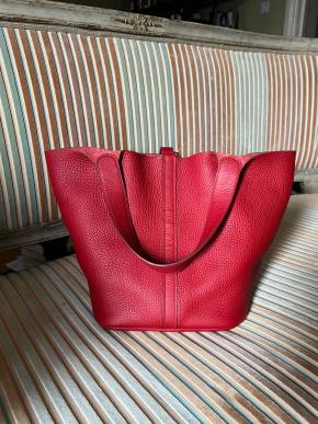 Hermes Red Clemence Taurillon Picotin 26 3