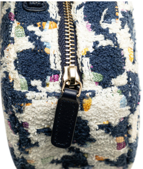 Chanel Navy and White 2020 Tweed 19 Round Clutch With Chain 7