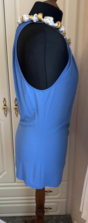 Blumarine Scarf Tie Neck Detail Blue Stretch Top 4