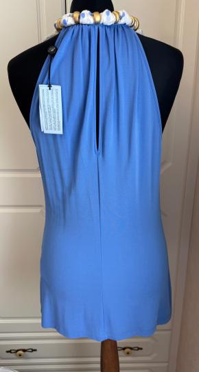 Blumarine Scarf Tie Neck Detail Blue Stretch Top 3