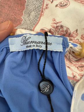 Blumarine Scarf Tie Neck Detail Blue Stretch Top 5