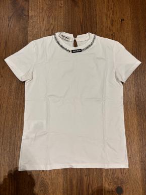 Miu Miu White Crystal Embellished T-Shirt 9