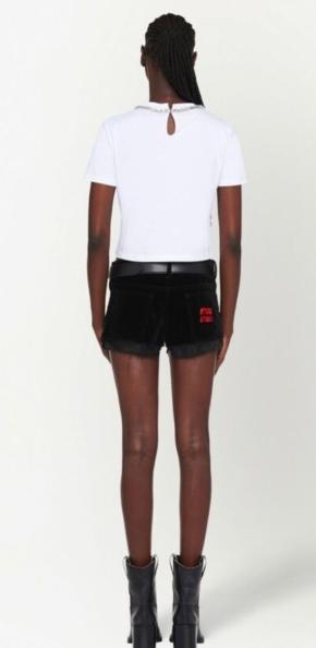 Miu Miu White Crystal Embellished T-Shirt 4