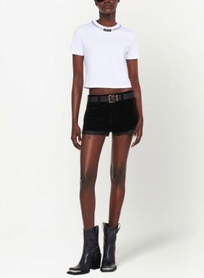 Miu Miu White Crystal Embellished T-Shirt 7