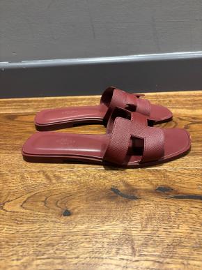 Hermes Rouge Oran Sandals 3