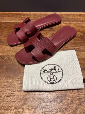 Hermes Rouge Oran Sandals 2