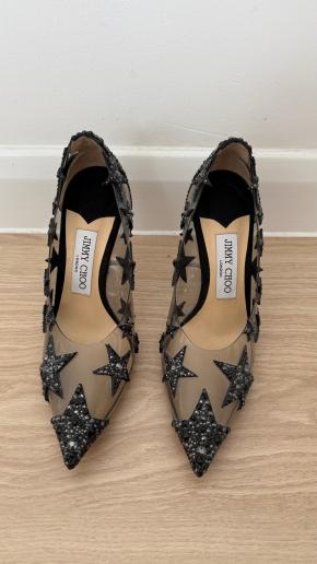 Jimmy Choo Embellished Plexi Heels 8