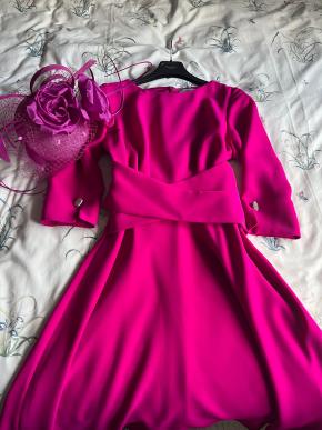 Claudia C Barcelona Fuschia Pink Midi Dress 4