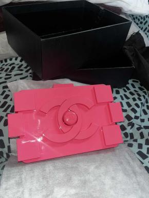 Chanel Pink Acrylic Lego Clutch on Chain 2