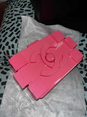 Chanel Pink Acrylic Lego Clutch on Chain 3