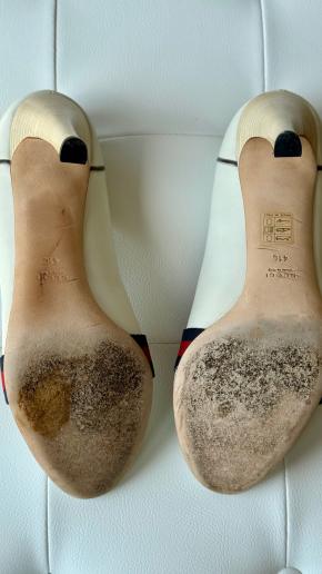 Gucci White Leather Heeled Pumps 9