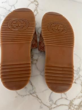 Gucci Logo Canvas Wedge Mules 5