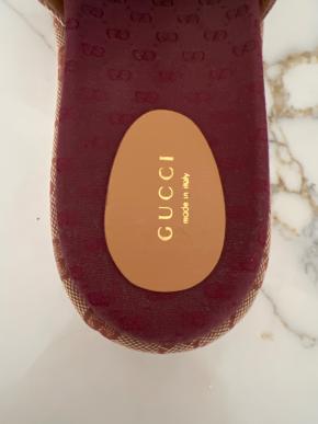 Gucci Logo Canvas Wedge Mules 6