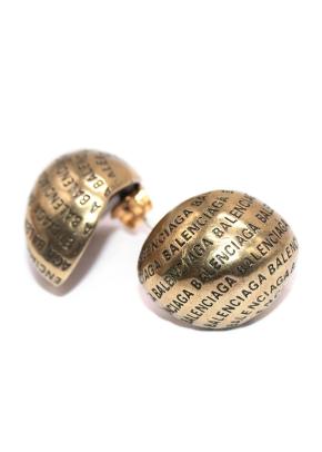Balenciaga Gold Metal Logo Earrings 3