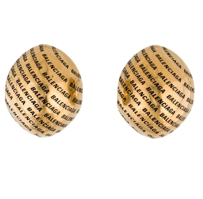 Balenciaga Gold Metal Logo Earrings 6