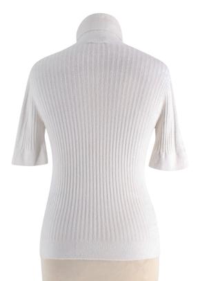 Chanel Faux Pearly and Crystal CC  Short Sleeved Ribbed Knit Top 2