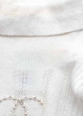 Chanel Faux Pearly and Crystal CC  Short Sleeved Ribbed Knit Top 3