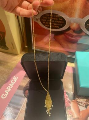 Tiffany Gold Mesh And Freshwater Pearly Pendant/Necklace 4