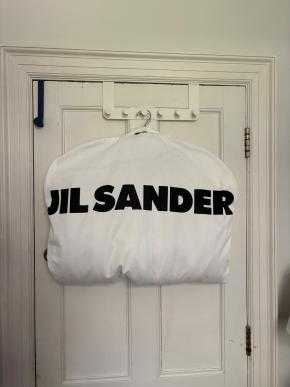 Jil Sander Cream Wool Cape with Black Trim 9