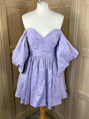 Aje Lilac Linen Off The Shoulder Mini Dress 2
