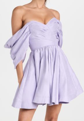 Aje Lilac Linen Off The Shoulder Mini Dress 5