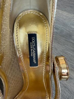 Dolce & Gabbana Gold Mesh And Crystal Mary Jane Heels 8