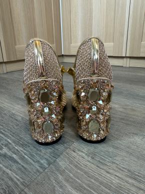 Dolce & Gabbana Gold Mesh And Crystal Mary Jane Heels 4