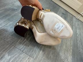 Dolce & Gabbana Gold Mesh And Crystal Mary Jane Heels 5