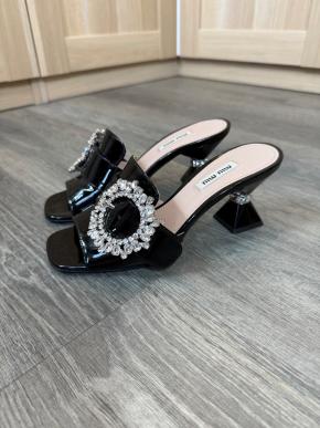 Miu Miu Crystal Embellished Black Mules 2