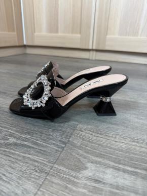 Miu Miu Crystal Embellished Black Mules 3