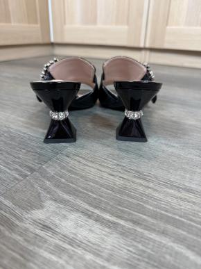 Miu Miu Crystal Embellished Black Mules 4