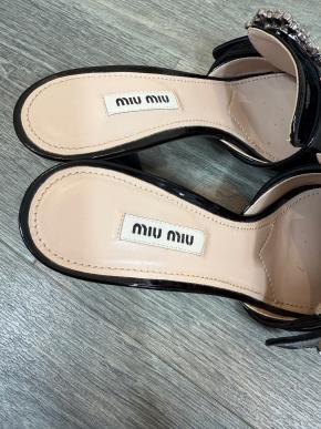Miu Miu Crystal Embellished Black Mules 7
