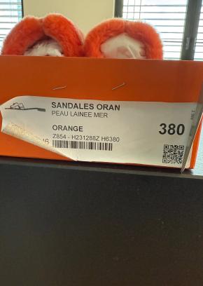 Hermes Orange Shearling Oran Sandals 8