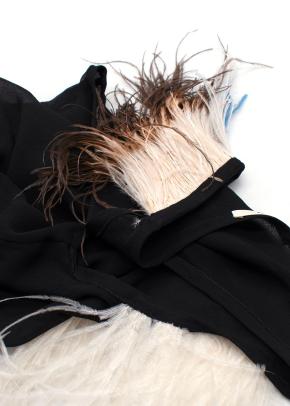 Celine Black Silk Tank Top with Ostrich Feather Trim Sheer Top 4