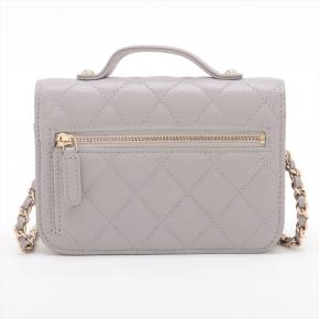 Chanel Grey Matelasse Caviar Wallet On Chain 2