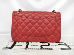 Chanel Classic Red Lambskin Jumbo Double Flap Bag 8