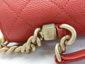 Chanel Red Grained Calfskin Small Stitched Flap Bag 11