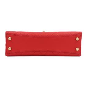 Chanel Red Grained Calfskin Small Stitched Flap Bag 4
