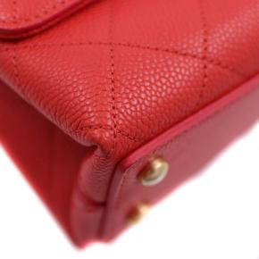 Chanel Red Grained Calfskin Small Stitched Flap Bag 9