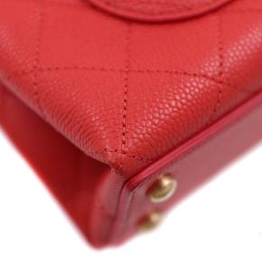 Chanel Red Grained Calfskin Small Stitched Flap Bag 12