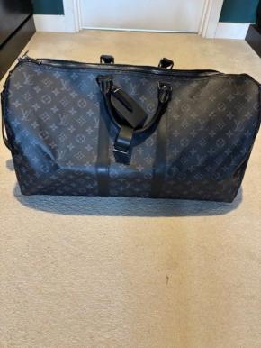 Louis Vuitton Black And Grey Keepall 55 Bandoulière 2